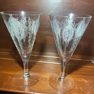 Tiffin Franciscan Elegant Etched Glass Goblets